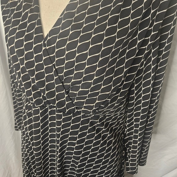 North‎ Style Classic Black and White Midi Dress Large Geometric Work Office - Picture 2 of 7